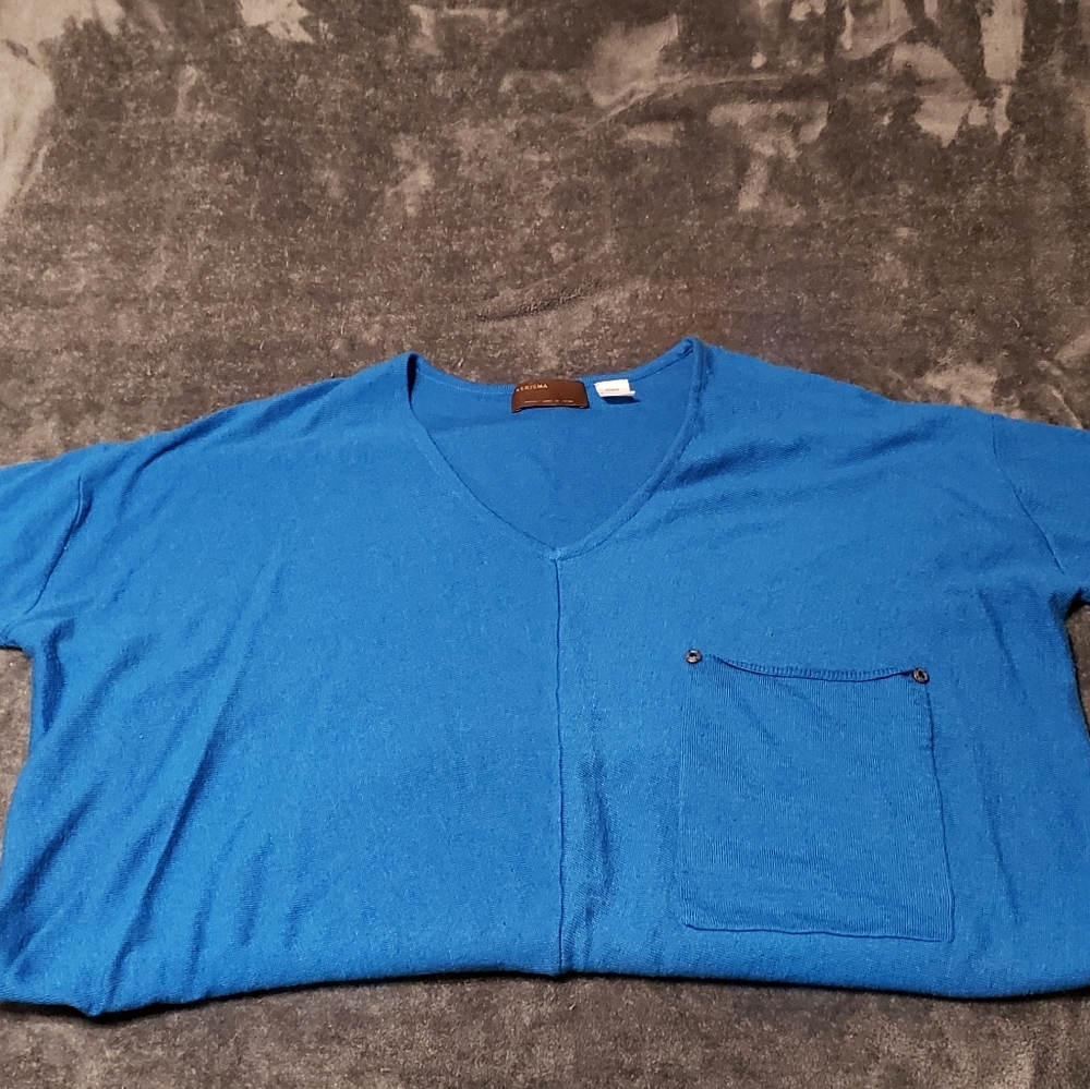 Cute royal blue not quite 3/4 length light sweater